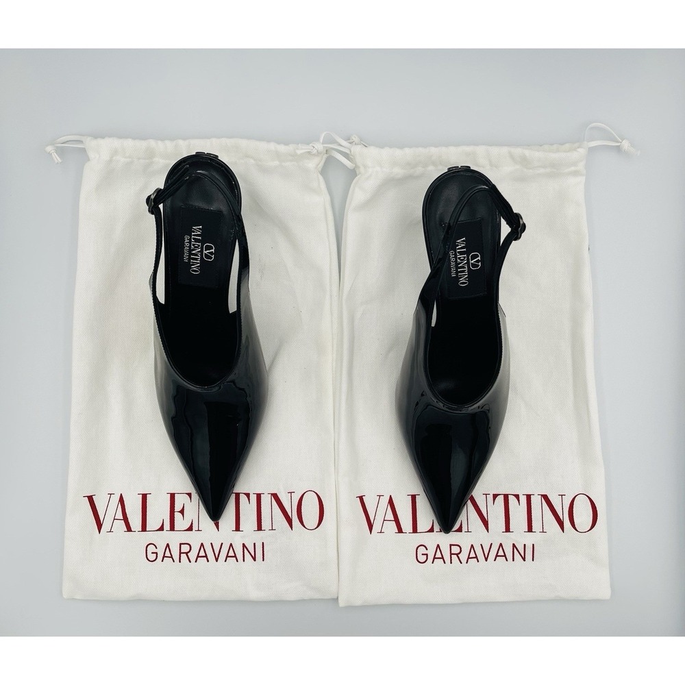 Valentino Garavani Le Salon Nero Patent Leather Slingback Pump Size 38 US 8 - Picture 4 of 9